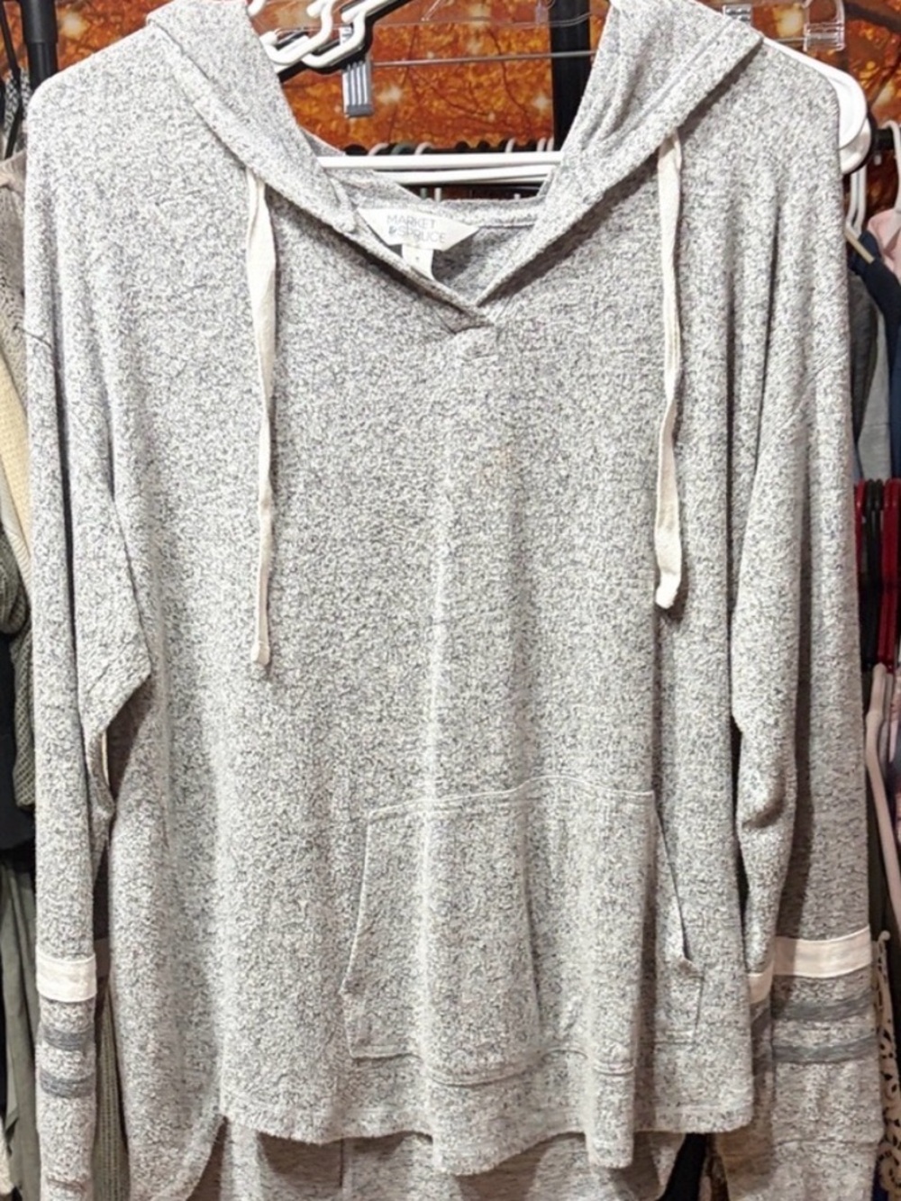 🩶 Market & Spruce Gray Marled Pullover Hoodie | Size M